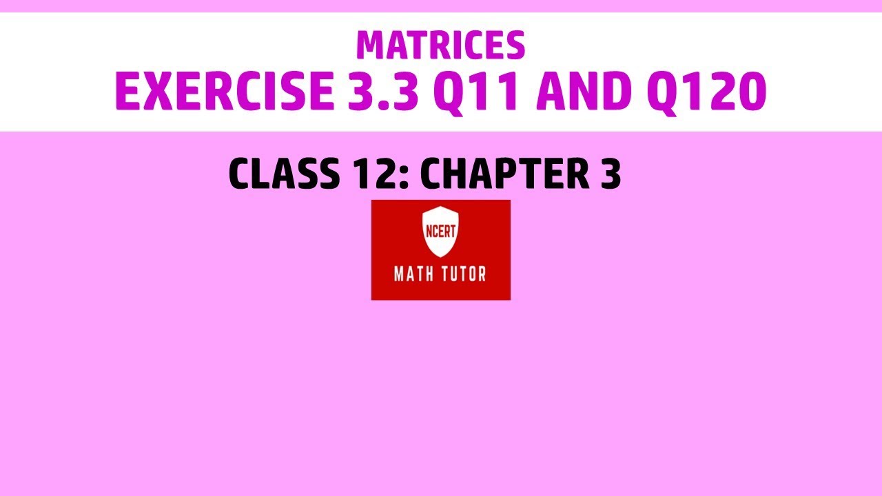 31. Class 12 Maths Matrices Exercise 3.3 Q11 Q12|2nd PUC maths matrices exercise 3.3 in English