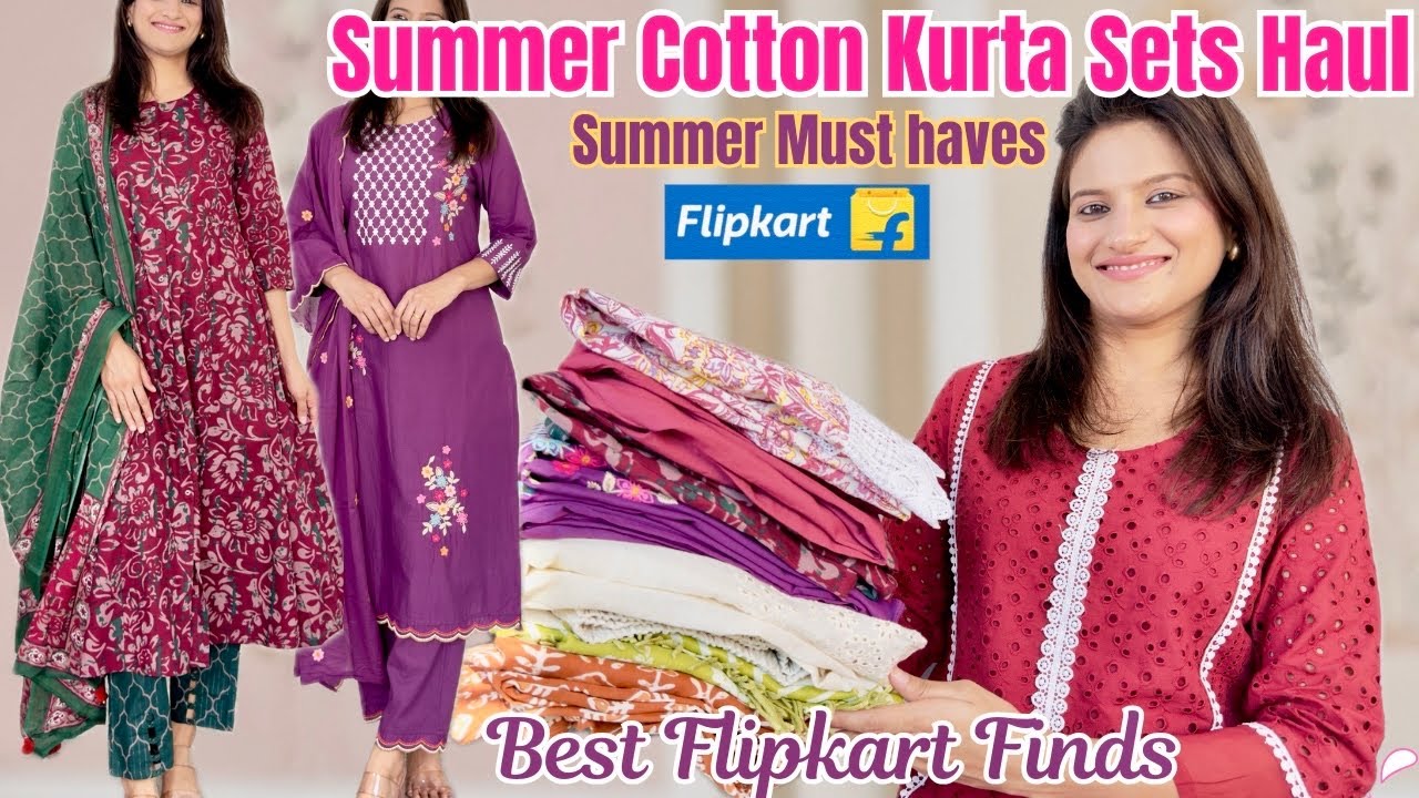 Flipkart kurta sets haul, Summer wear pure cotton kurta set women, latest summer haul flipkart