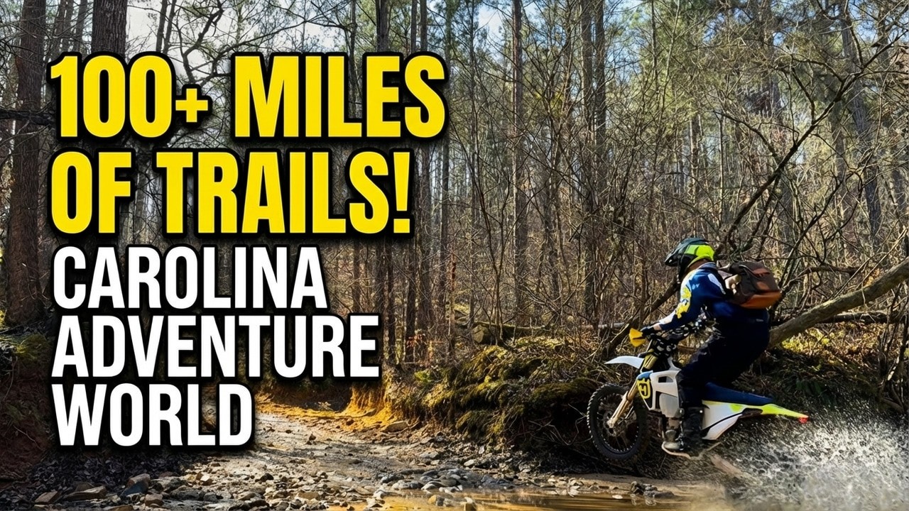 Исследуйте парк приключений Carolina Adventure World на мотоцикле двойного назначения!