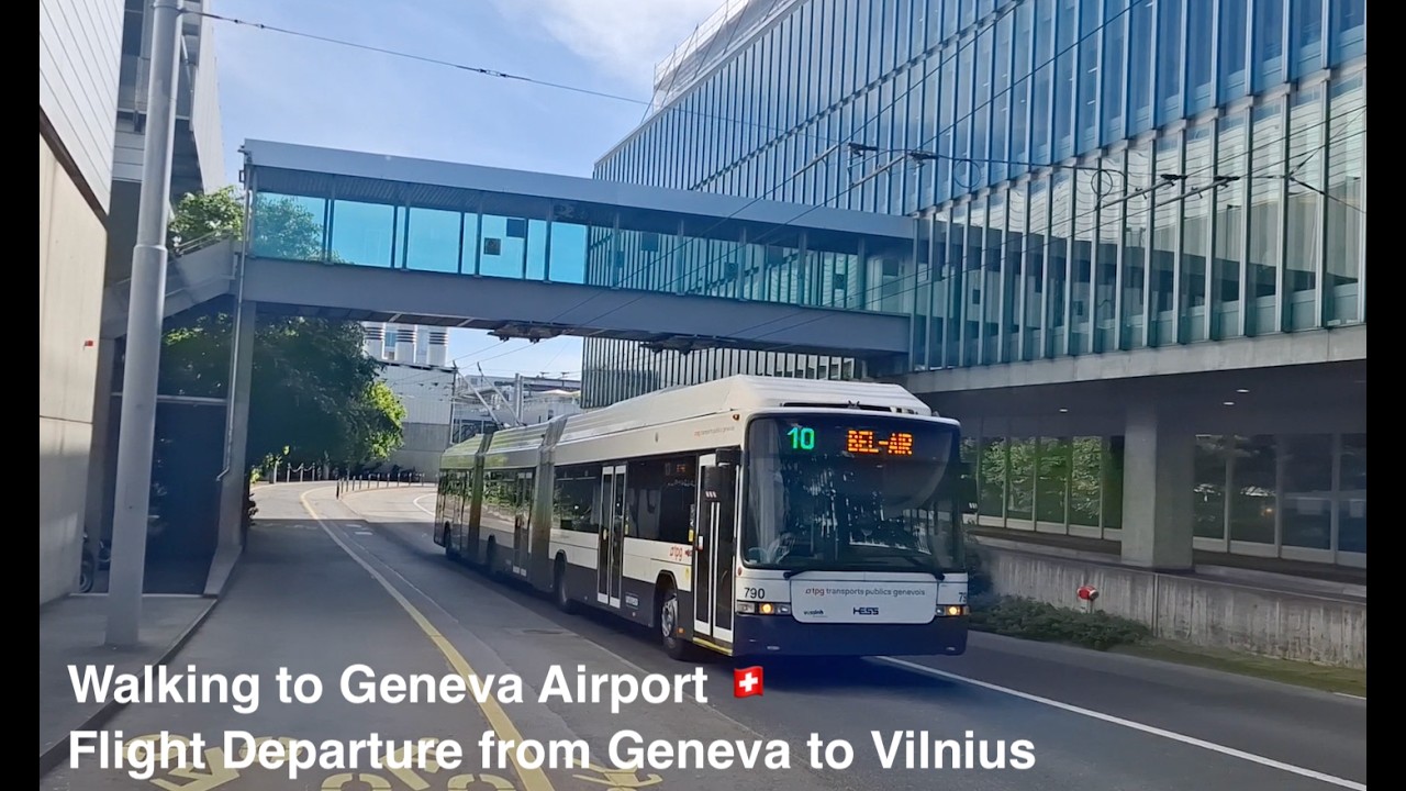 Walking to Geneva Airport 🇨🇭 | Flight Departure from Geneva to Vilnius 🇱🇹