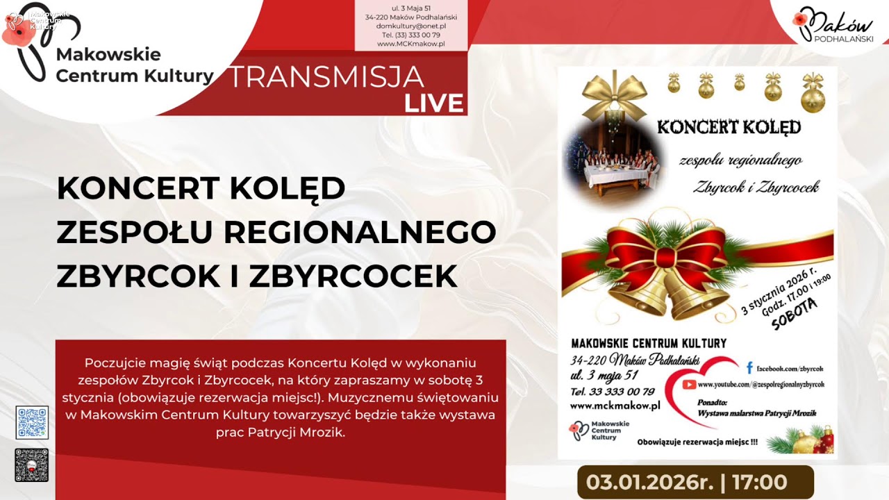KONCERT KOLĘD ZESPOŁU REGIONALNEGO ZBYRCOK I ZBYRCOCEK | LIVE