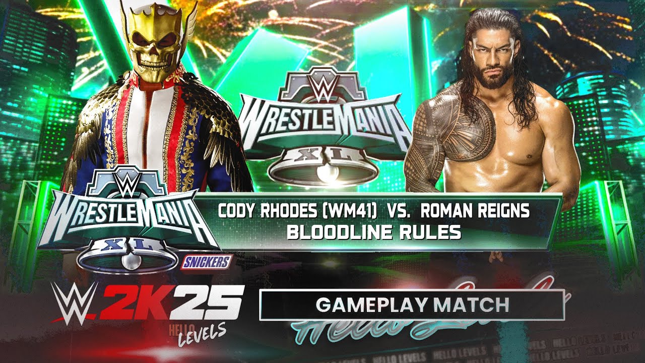Геймплей матча WWE 2K25 Bloodline Rules — Коди Роудс (WM41) против Романа Рейнса