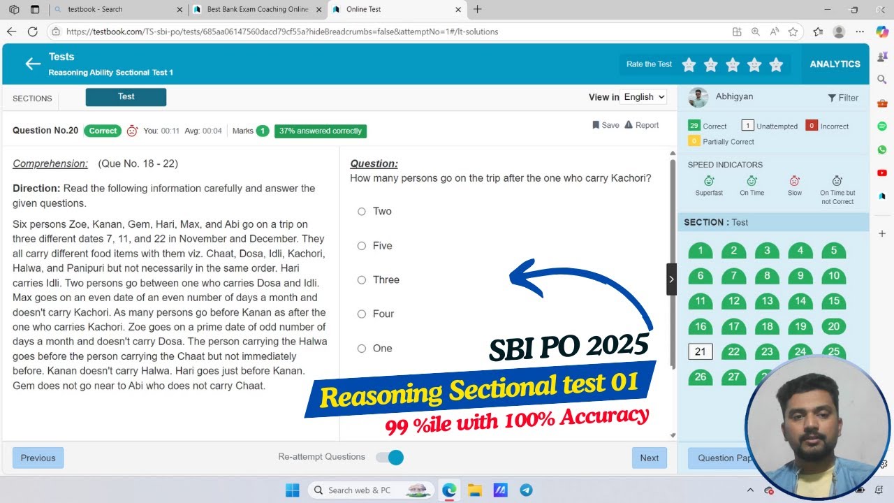 SBI PO Reasoning Sectional Mock Test 01 | ✅ 99 %ile with 100% Accuracy | Real Exam Approach