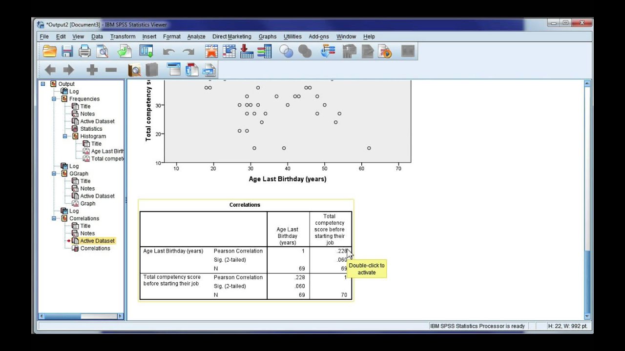 Interpret Pearson's r output from SPSS