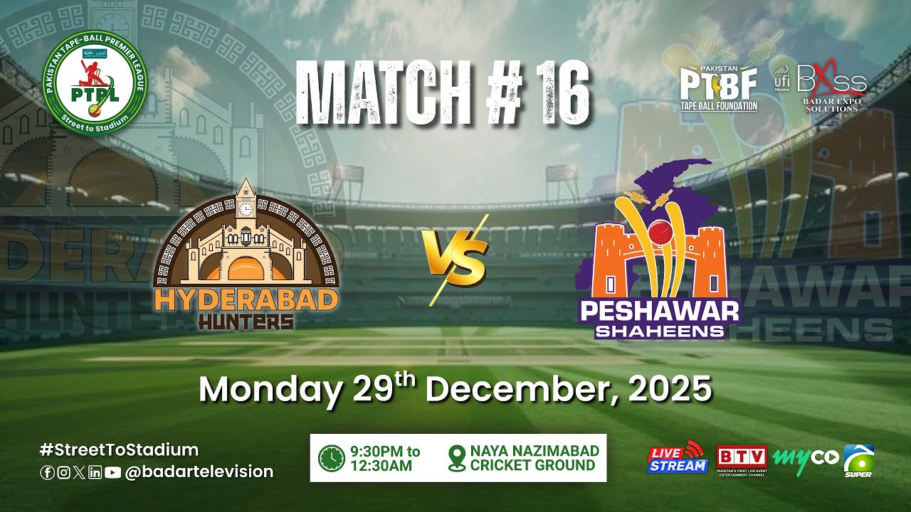 LIVE | Hyderabad Hunters vs Peshawar Shaheens | Match - 16 | 29 December 2025