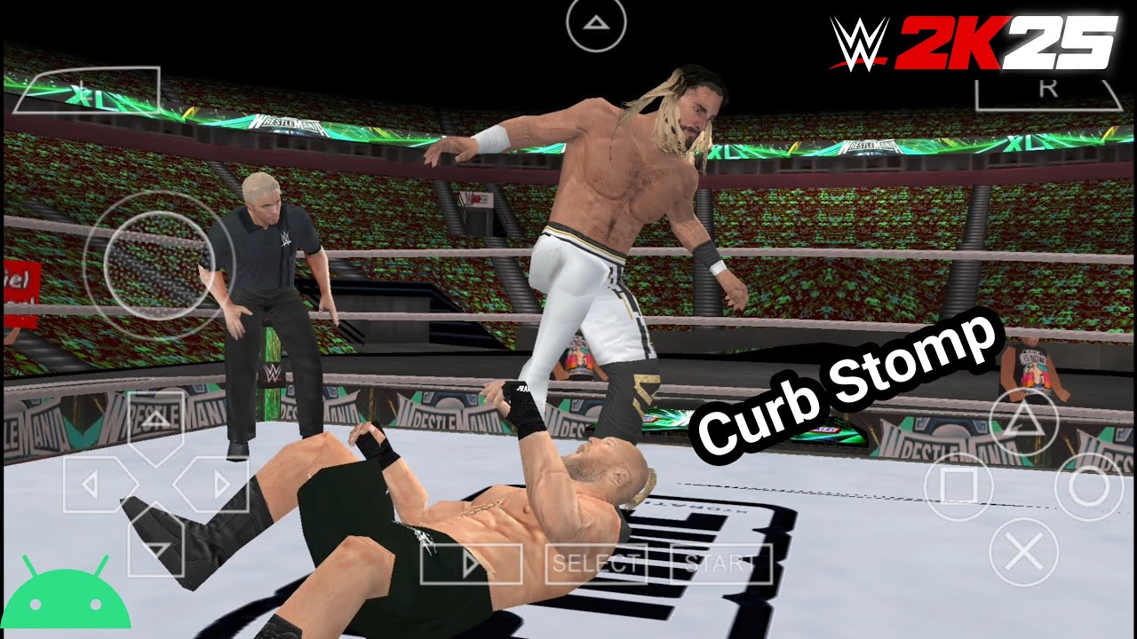 WWE 2K25 PSP Android Геймплей: Сет Роллинс против Брока Леснара