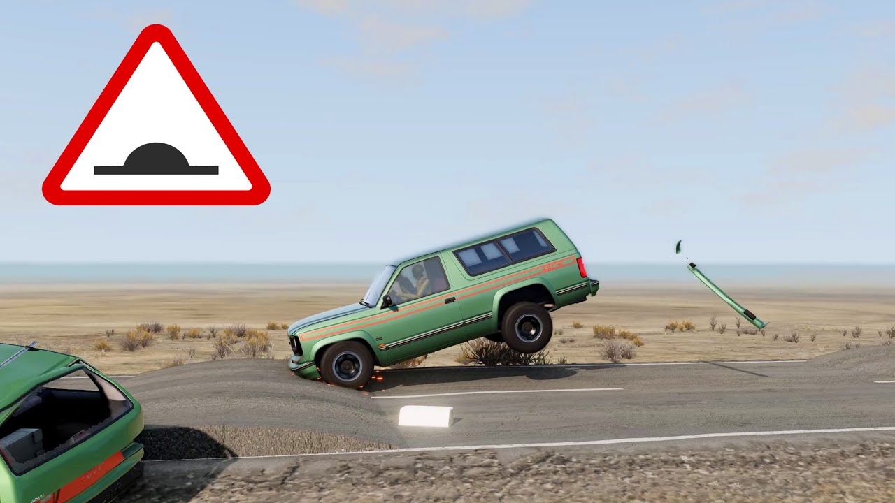 BeamNG Drive - Cars vs Speed Bumps #4 (High Speed)