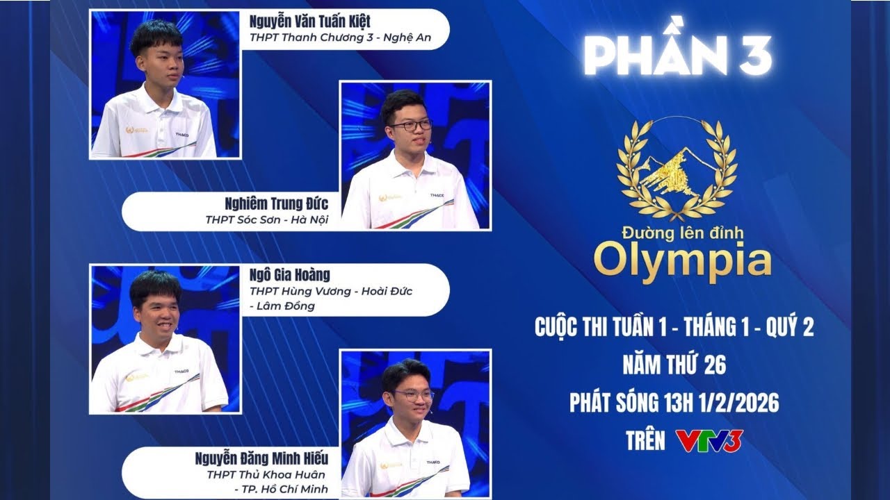 Đường lên đỉnh Olympia mới nhất 01/02/2026 | Thí sinh về đích hơn 300 điểm gây bất ngờ (Phần 3)
