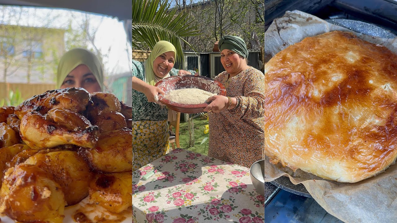 العجينة السحرية +دجاج محمر مع البطاطا 😋  في الكوشة مع اختي نورة
