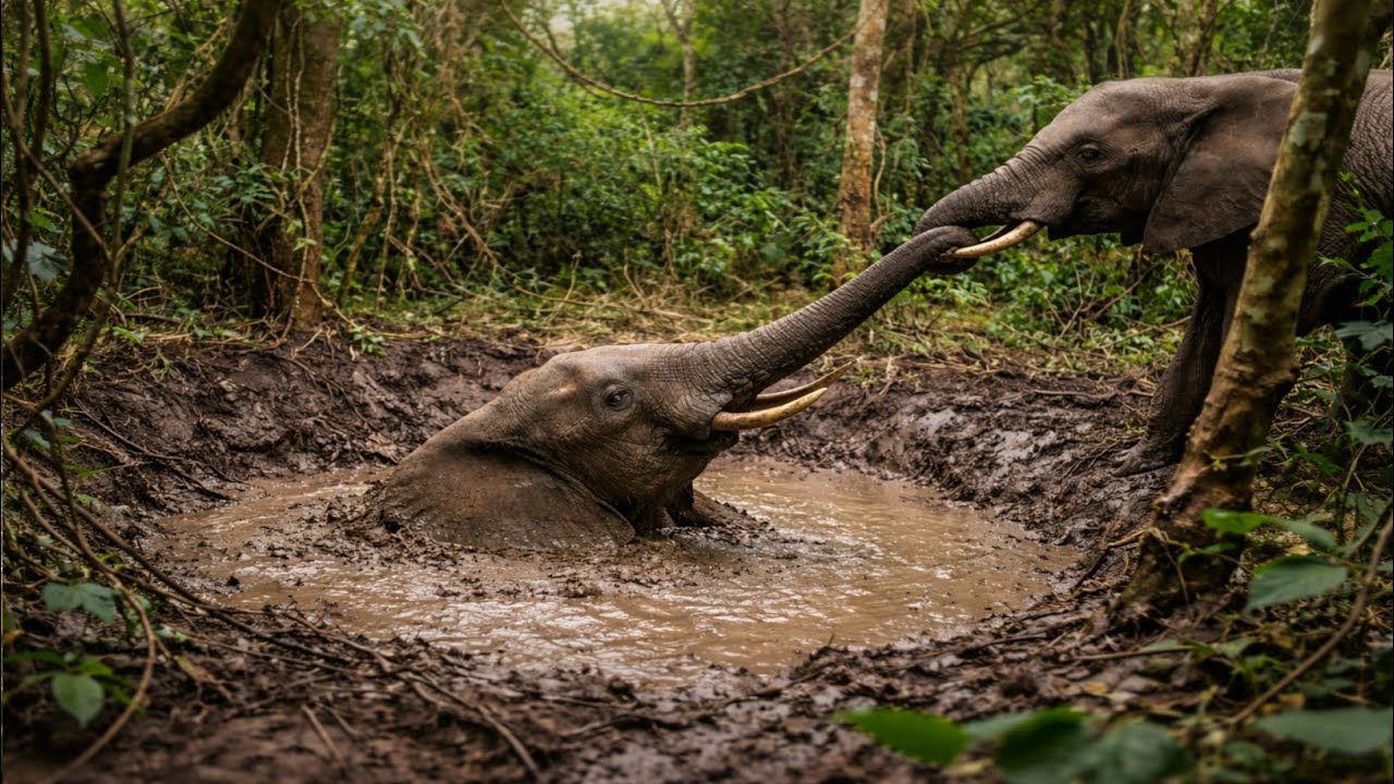 Massive Elephant Trapped in Deadly Mud – Incredible Rescue Attempt!