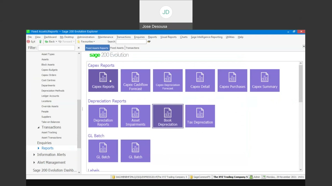 Sage 200 Evolution Fixed Asset Transactions