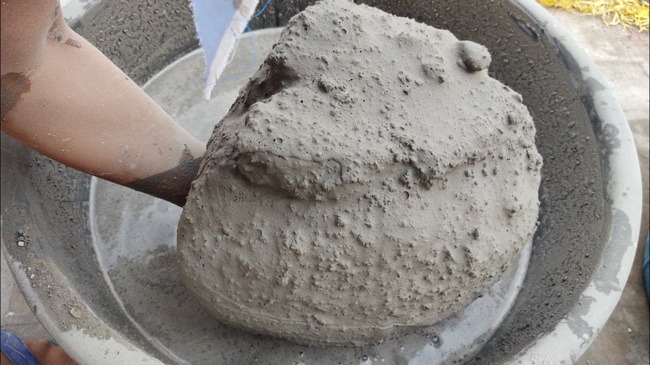 most favorite texture white concrete + sand cement dry wet crush satisfying crickling sound asasmr