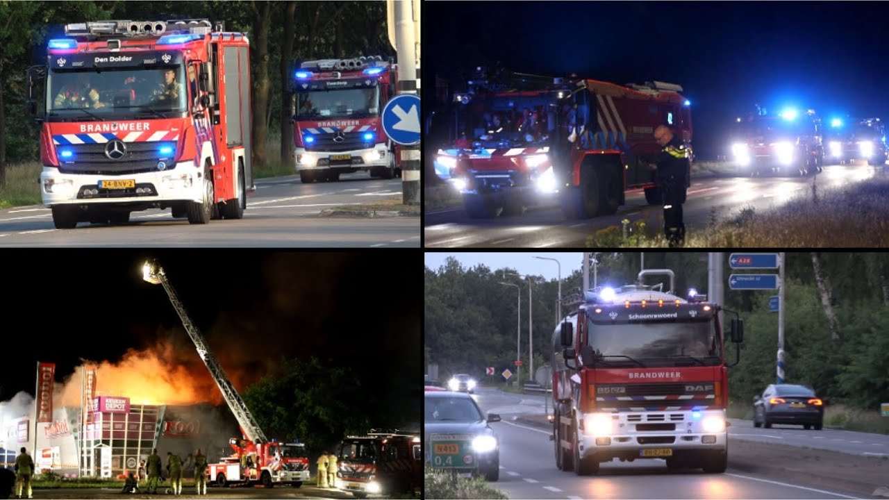 [4 Crashtenders] [GRIP 1] Prio 1 veel brandweer met spoed naar zeer grote brand in Soesterberg