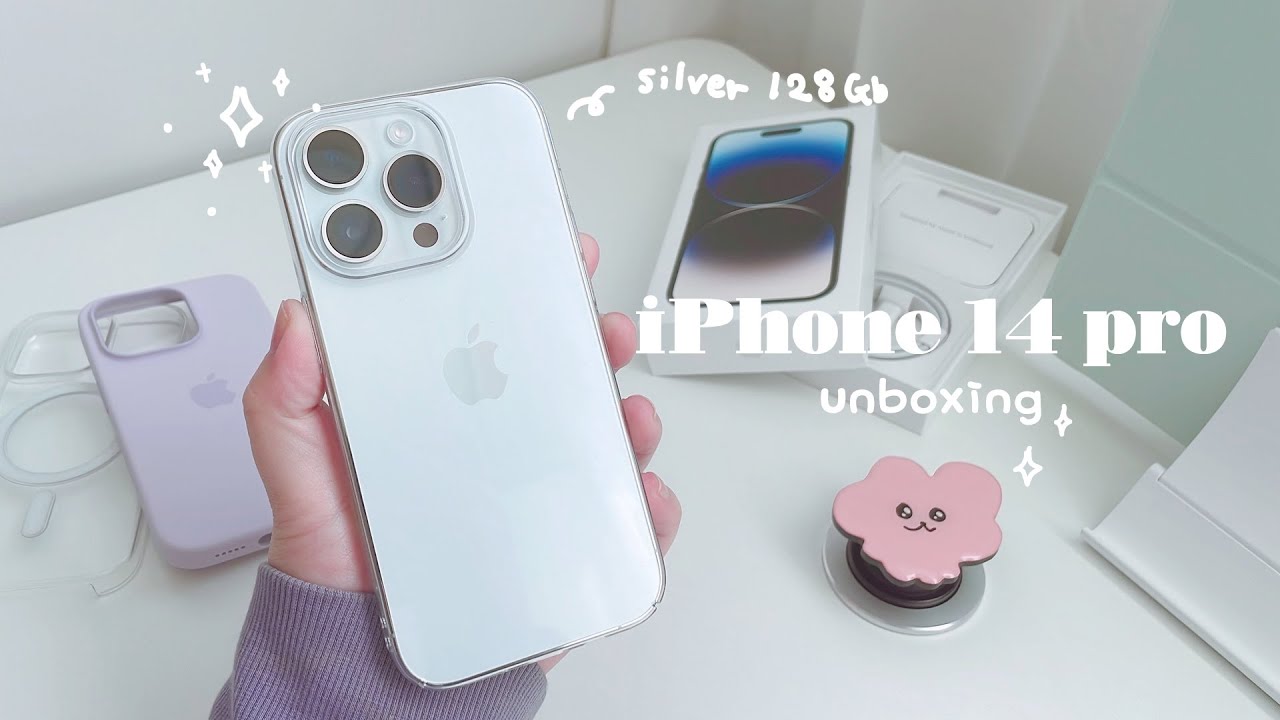 iPhone 14 Pro silver aesthetic unboxing | accessories | comparison | 아이폰 14 프로 실버