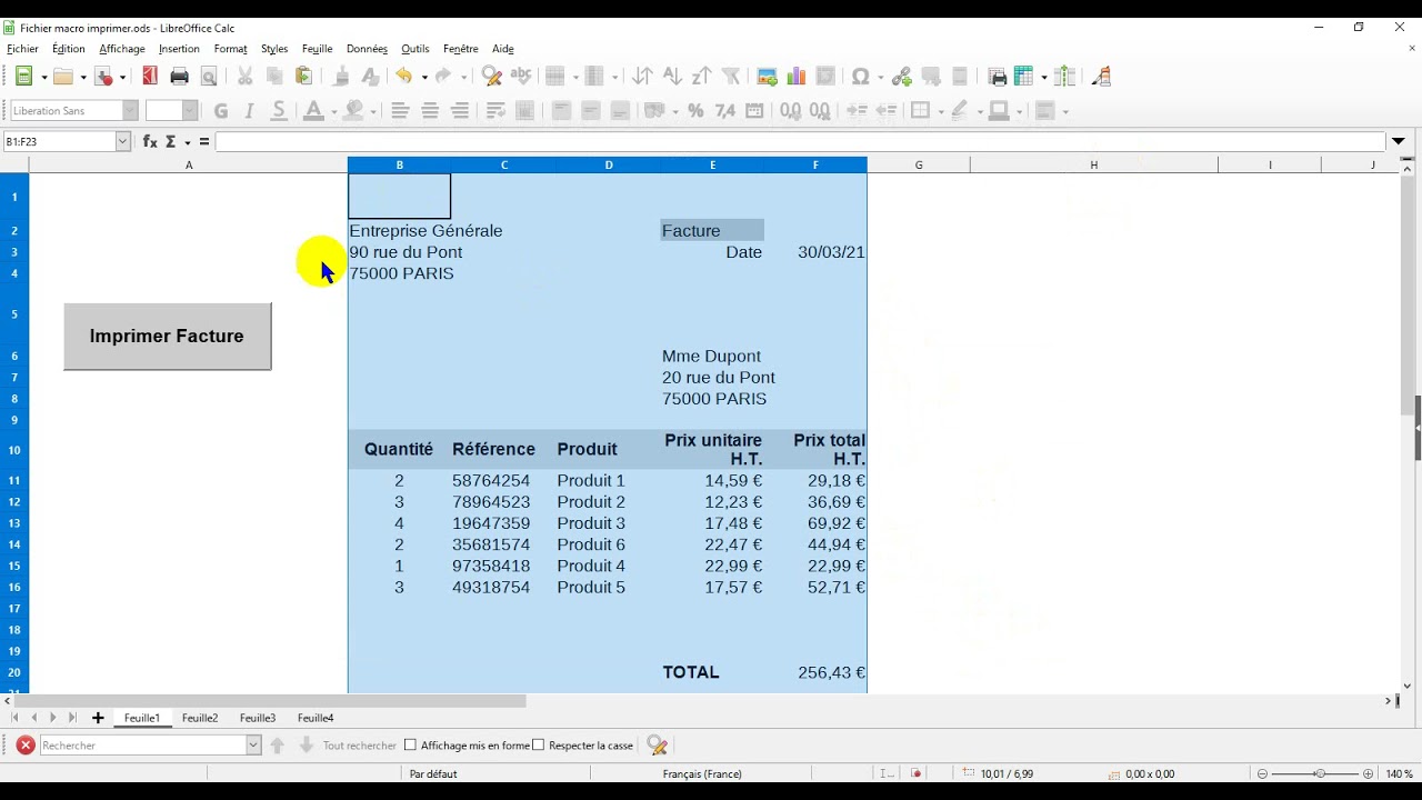 LibreOffice - créer un bouton pour imprimer