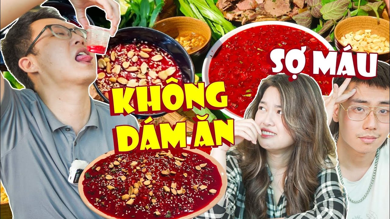 Team UT: TTS Rich Kid lần đầu ăn thử tiết canh truyền thống.