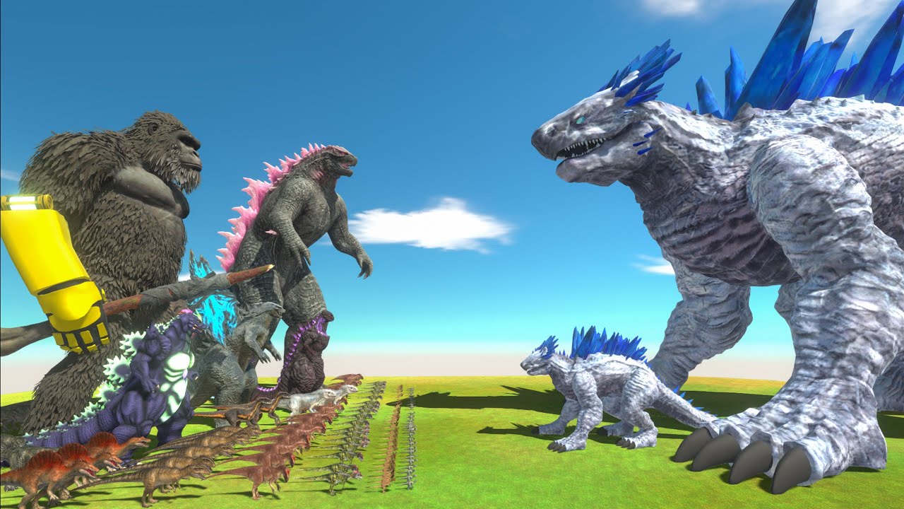KONG x GODZILLA Evolved + Dinosaurs VS Shimo Growing - Animal Revolt Battle Simulator