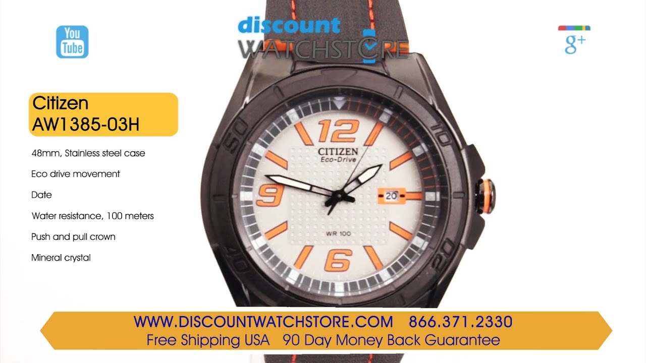Citizen AW1385-03H Men's Eco-Drive BRT Grey Dial Black IP Steel Leather Strap Watch Review Video
