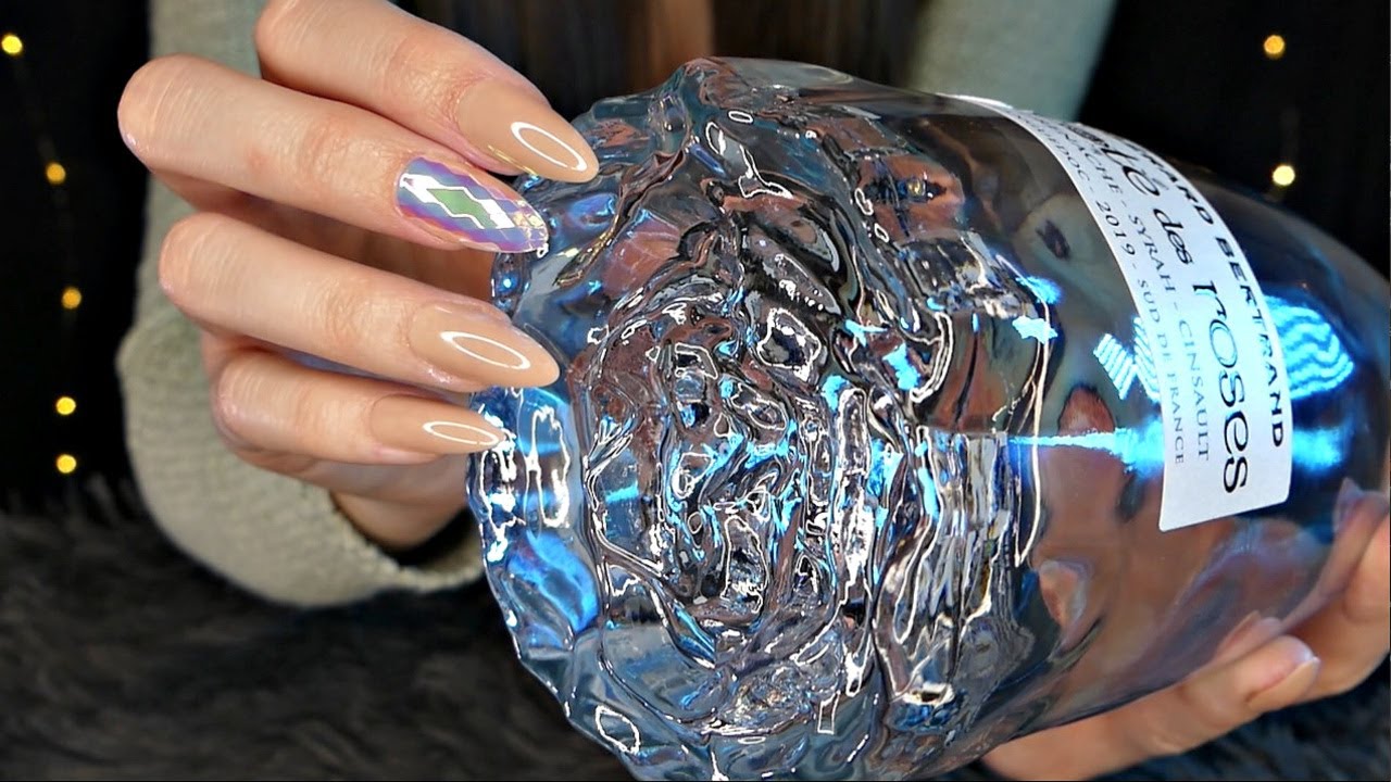 ASMR Textured Glass Rose Bottle 🌹 | Scratching Textured Glass Bottles | Fast | No Talking