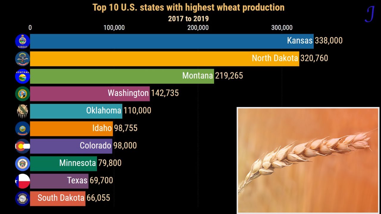 【WEer】Wheat | Top 10 U.S. states with highest wheat production| 2017 to 2019 (in 1,000 bushels)