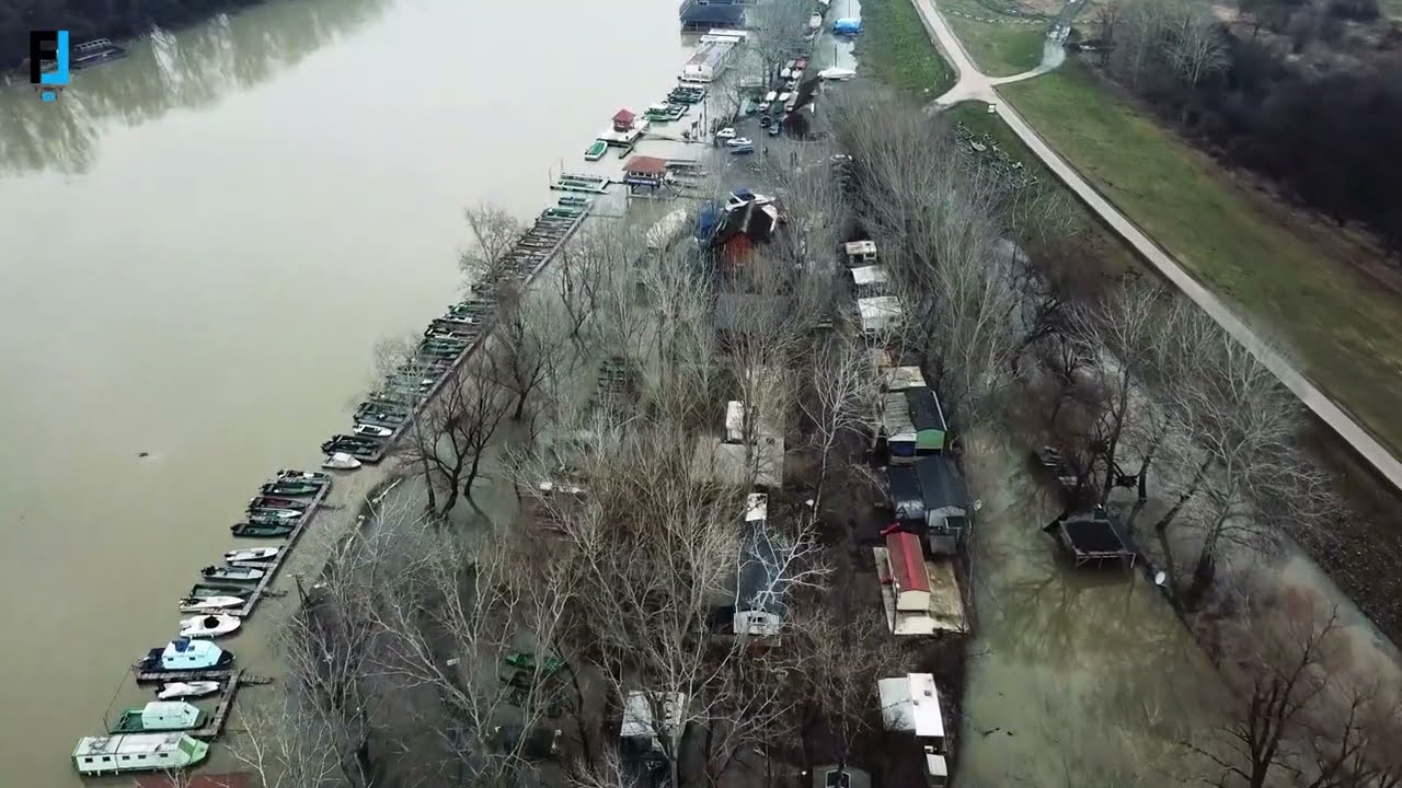 Szabics kikötő és Szabadidőpart 2021 02 19 Tisza áradása