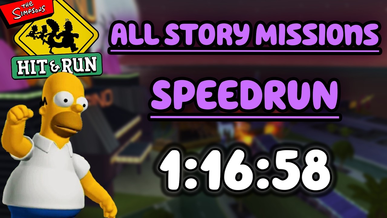 The Simpsons: Hit & Run All Story Missions Speedrun in 1:16:58