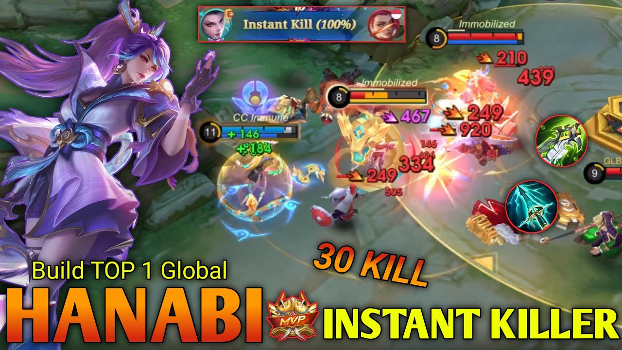 30 kills + MANIAC!! INSTANT KILLER HANABI ⚰️💀 -BEST BUILD TOP 1 GLOBAL HANABI 2025 ~ MLBB