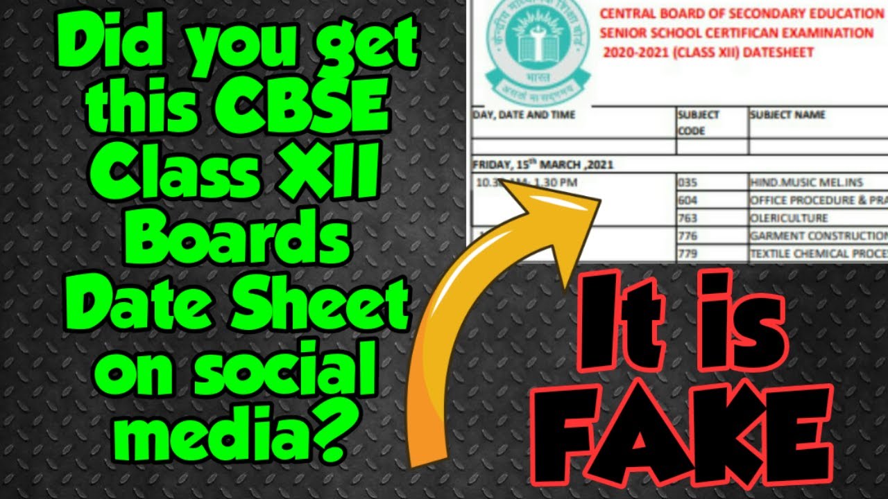 BEWARE of Fake Date sheet of CBSE Class XII Board Exams