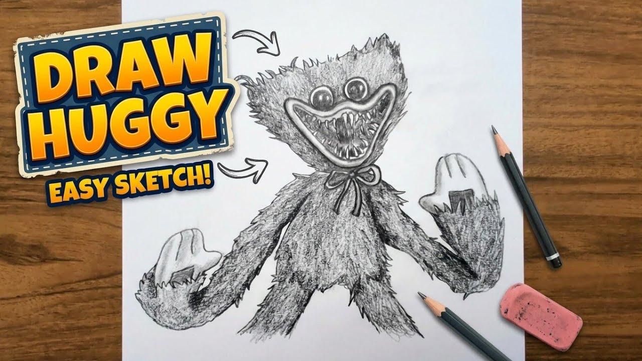 How To DRAW HUGGY WUGGY of Poppy Playtime Full Tutorial