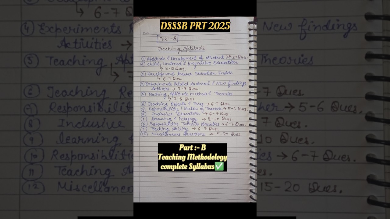 DSSSB PRT 2025🎯 Part :- B Teaching Methodology complete Syllabus✅ new vacancy☑️ @lavichaudhary1