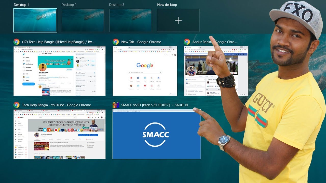 Tips For Using Task View & Multiple Desktops In Windows 10 - Bangla Windows Tutorial