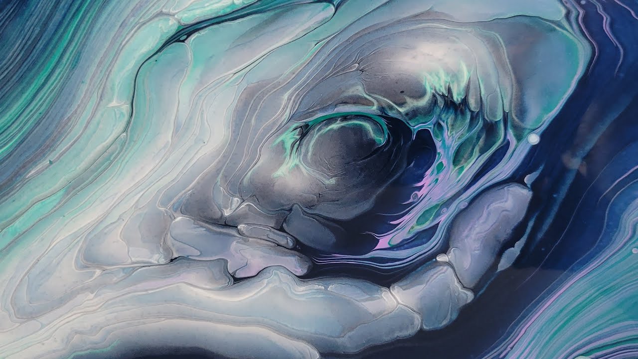 (317) ACRYLIC POURING - CLOUD Pour Using Vallejo Pearl Medium - ALIEN HAND!