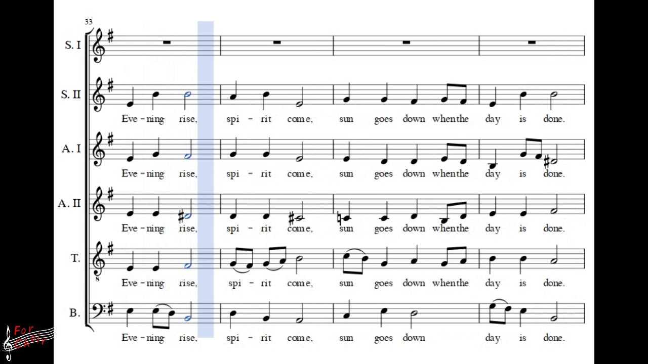 Choir/chór Evening rise - Alto I + score