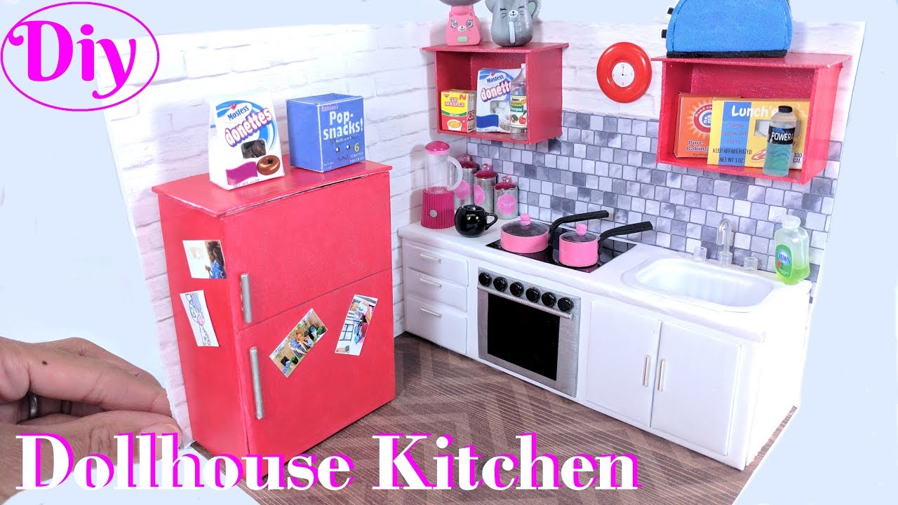 DIY Miniature Dollhouse Kitchen - with Fridge, Oven, & More