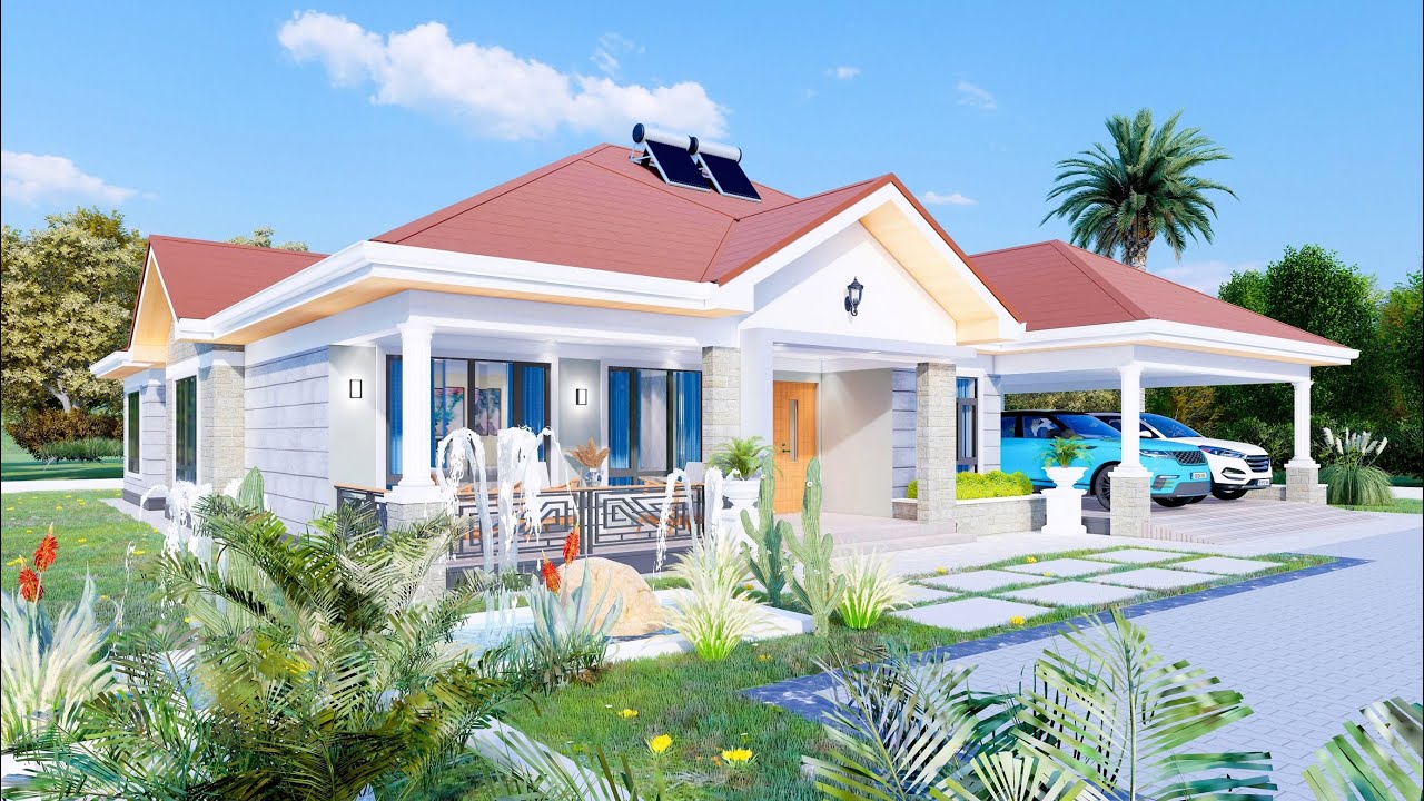 3 Bedroom Bungalow House Design | interior animation | House Plan |18x18.7m @katveldesigns
