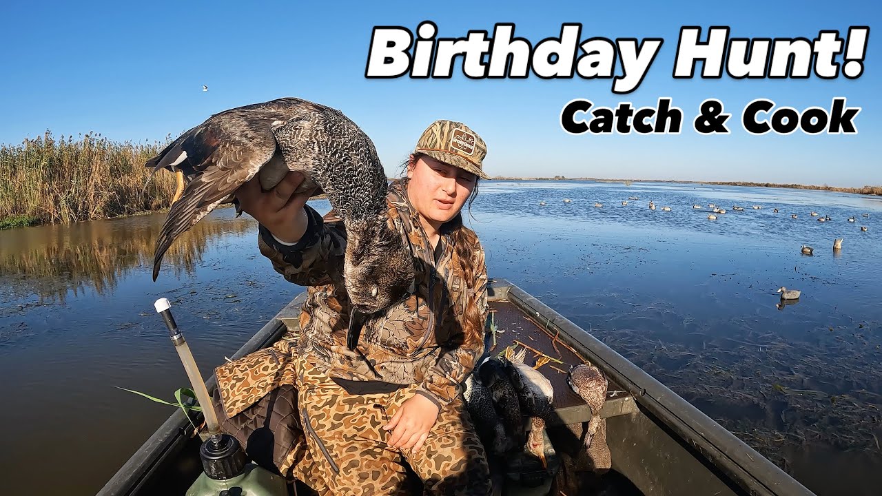 Duck Hunting Louisiana Marsh Gadwalls for my Birthday! (Catch and Cook)