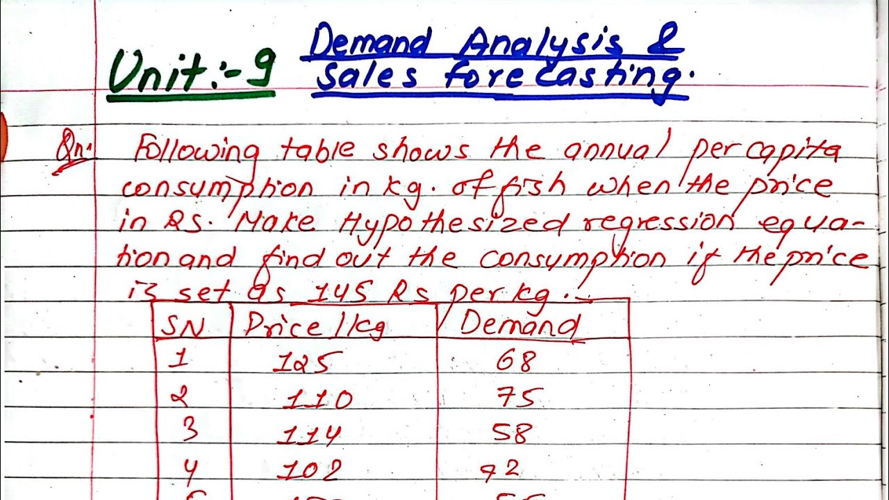 Unit:9 | Demand Analysis & Sales Forecasting | Regression equation | Engineering Economics |