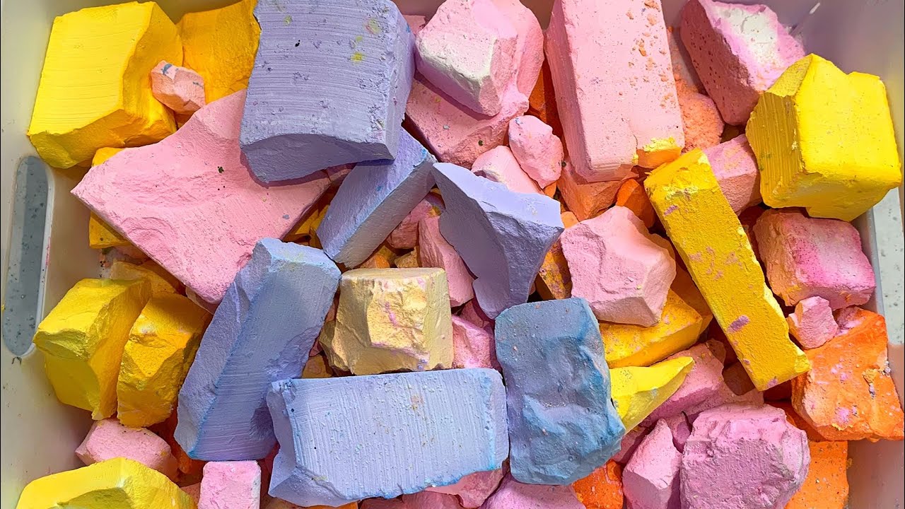 ASMR | dyed chalk | soft & crunchy | powdery | satisfying | colourful | relaxing | stress relief