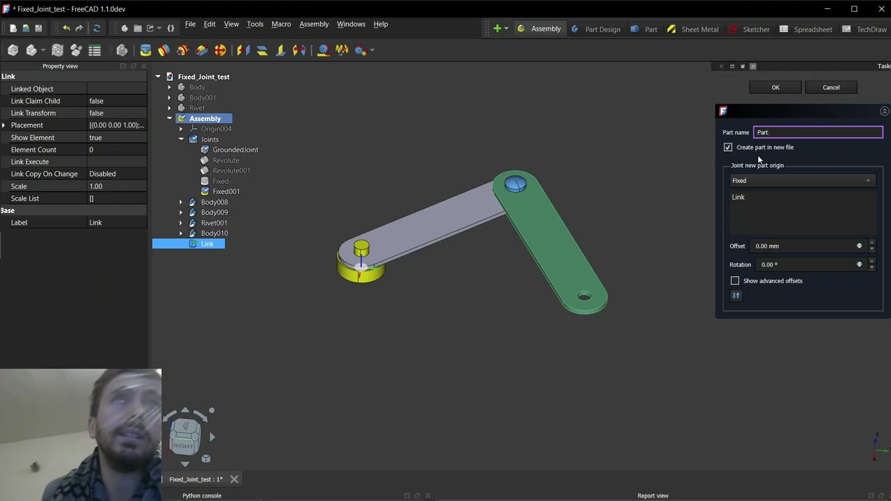 FreeCAD Assembly: New Part