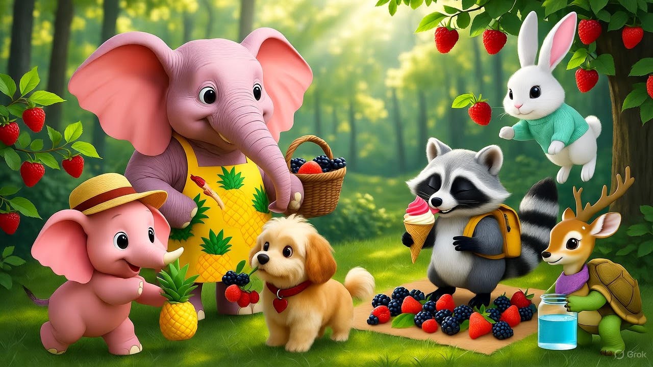 Strawberry Elephant Gang🌟The Berry Picking Picnic Amid the Wild Orchard