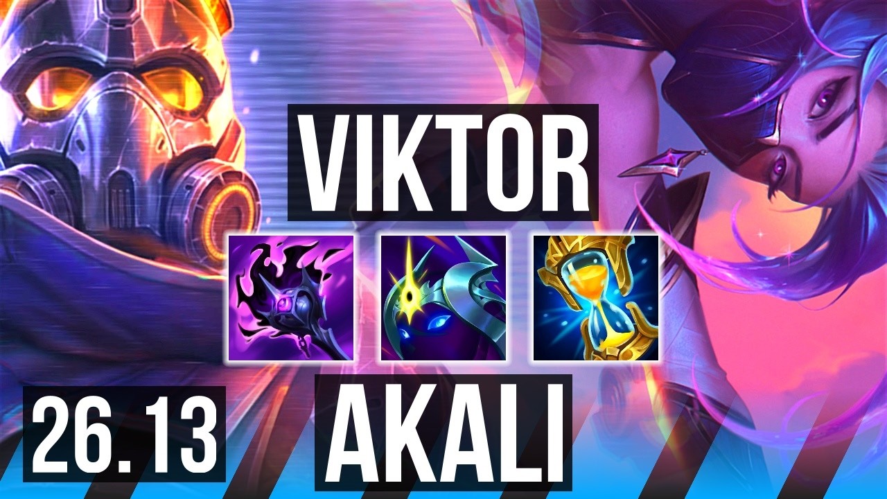 VIKTOR vs AKALI (MID) | Good KDA: 13/1/7 | KR Master | 26.13