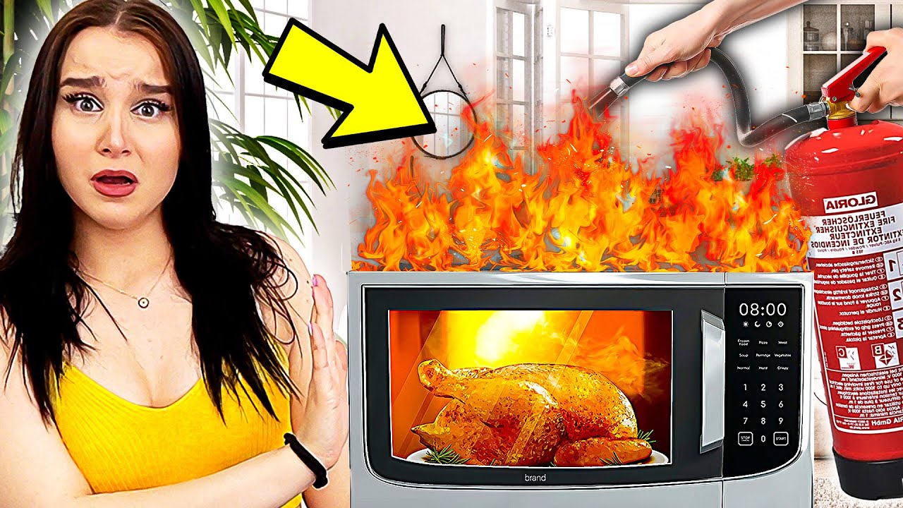 24 Stunden nur MIKROWELLEN ESSEN ! 🧯😳 (Feueralarm geht an) - Celina
