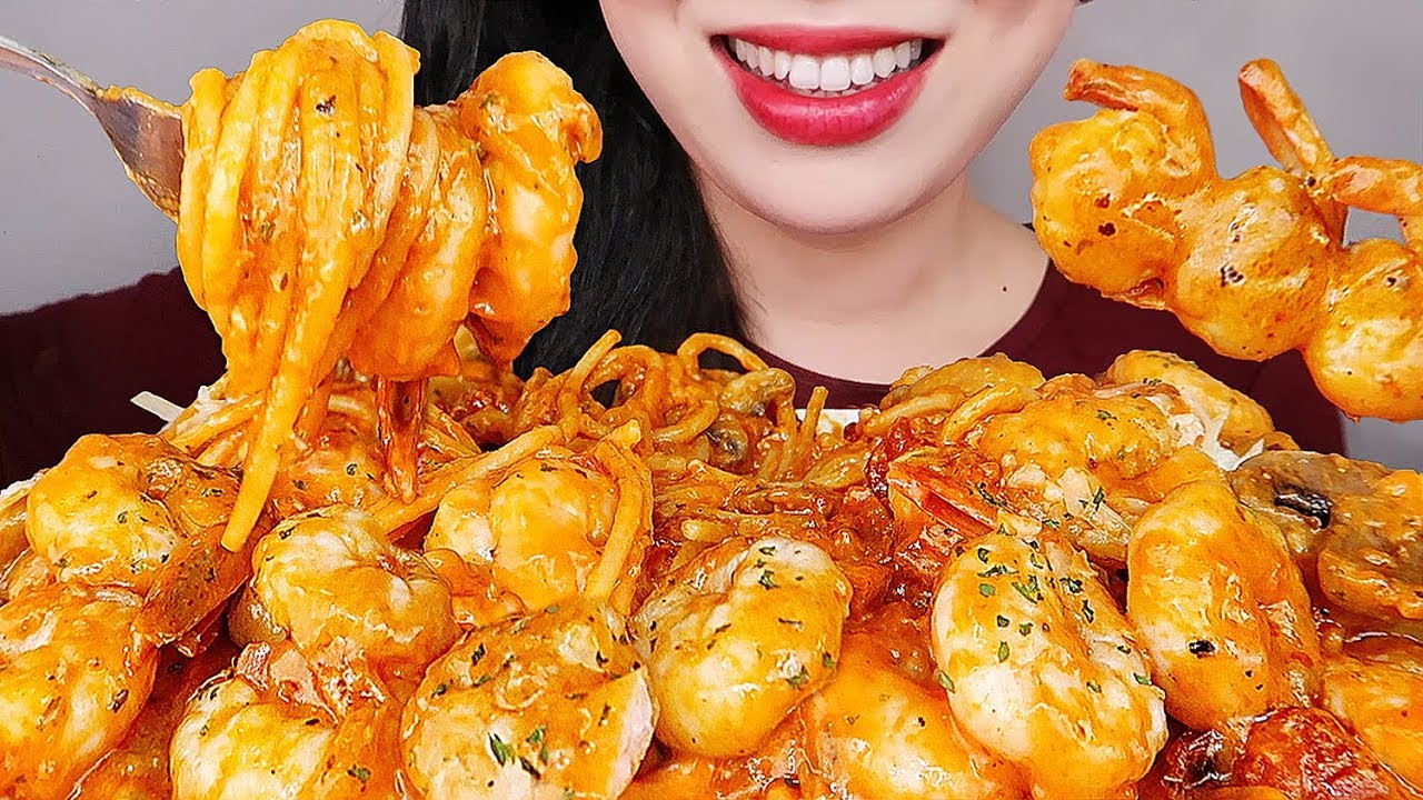 SPAGHETTI ASMR MUKBANG *SHRIMP&MUSHROOM* 로제파스타 먹방 NO TALKING EATING SOUND