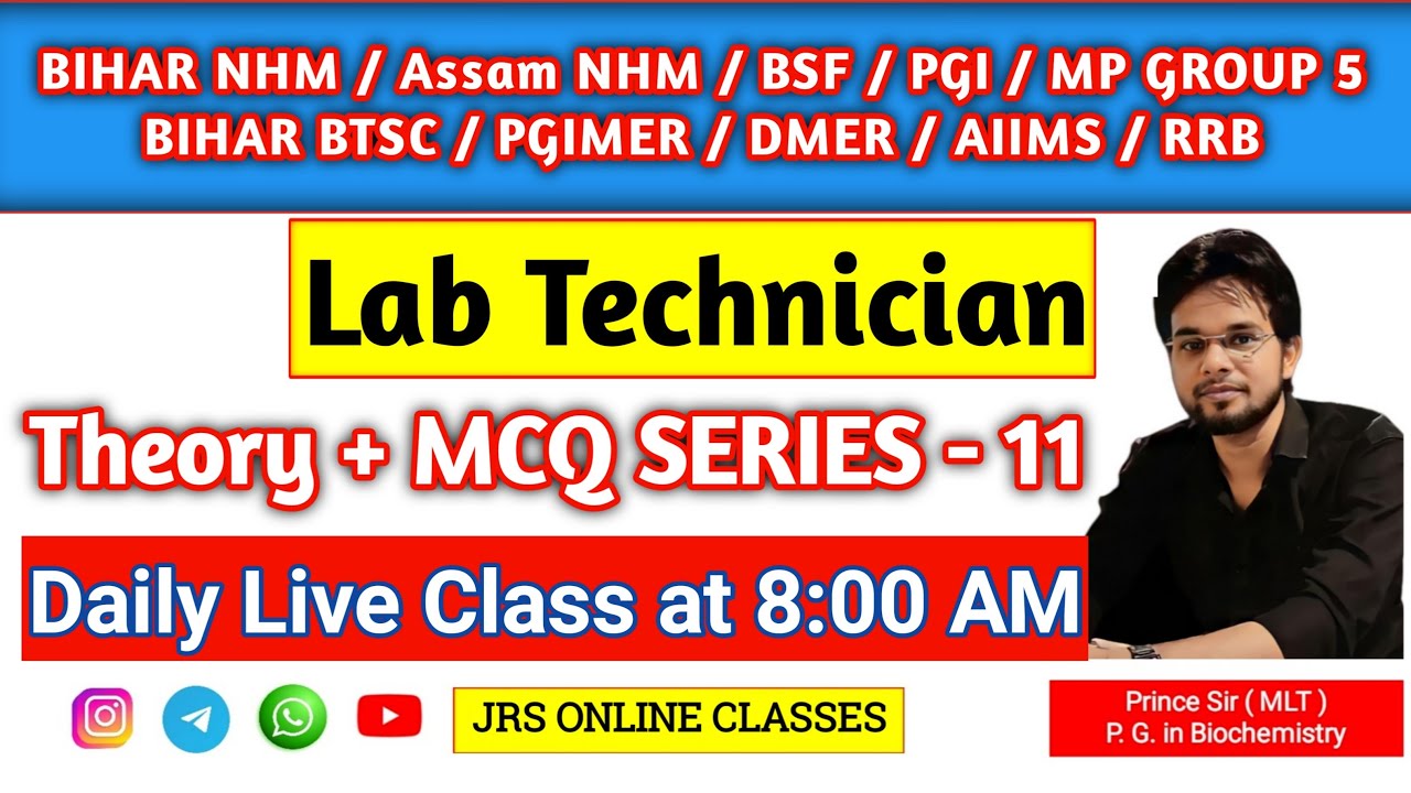 #11  Bihar NHM 2025 Lab Technician in Hindi by Prince Sir @jrsonlineclasses #DMLT #BMLT #MLT