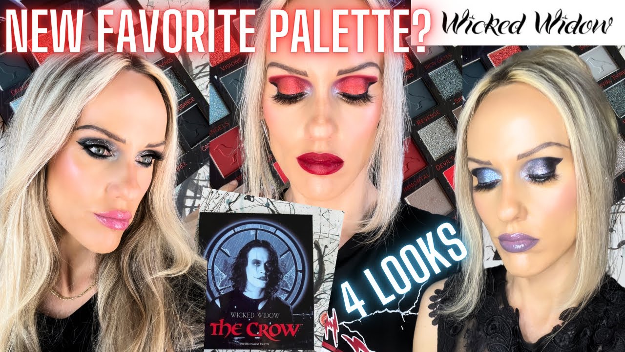 WICKED WIDOW BEAUTY THE CROW EYESHADOW PALETTE REVIEW | SWATCHES | 4 LOOKS (New favorite!)