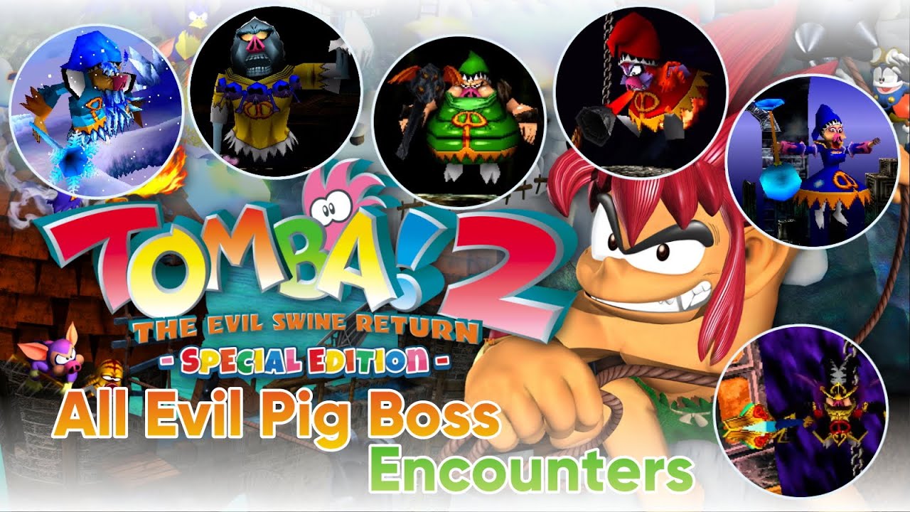 All Evil Pig Boss Encounters - Tomba! 2 Special Edition (PS5)