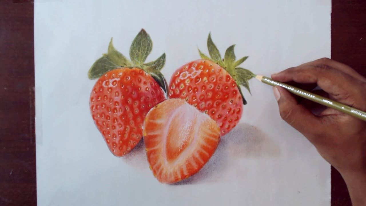 Drawing strawberry - Prismacolor Pencils