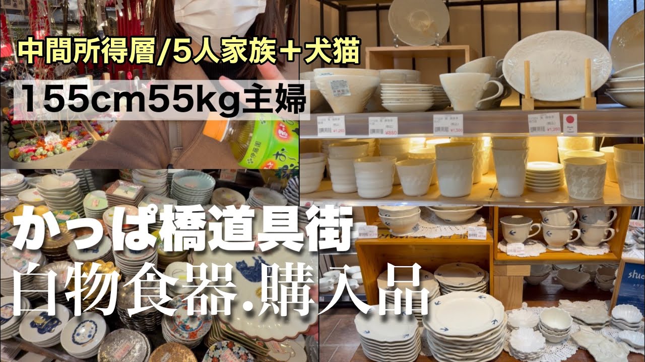 【かっぱ橋】白物食器集め☕︎焼き物.手が届く価格で楽しむ💴上野から歩く🚶155cm55kg主婦🐖三児母👩犬猫🐕‍🦺🐈‍⬛40代ファッション低身長ぽっちゃり