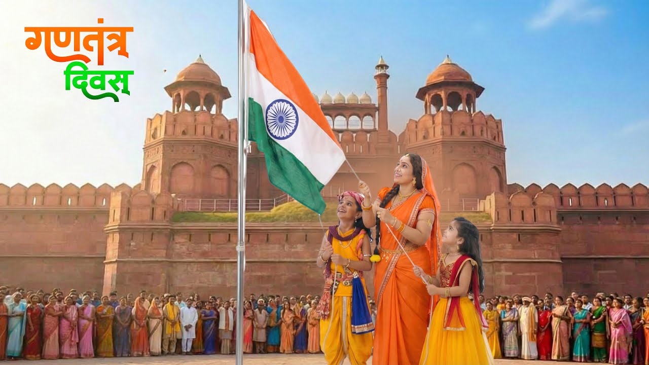 लाल किले पर कान्हा और मैया जी ने लहराया तिरंगा | Yashomati Maiyaa Ke Nandlala | republic day special