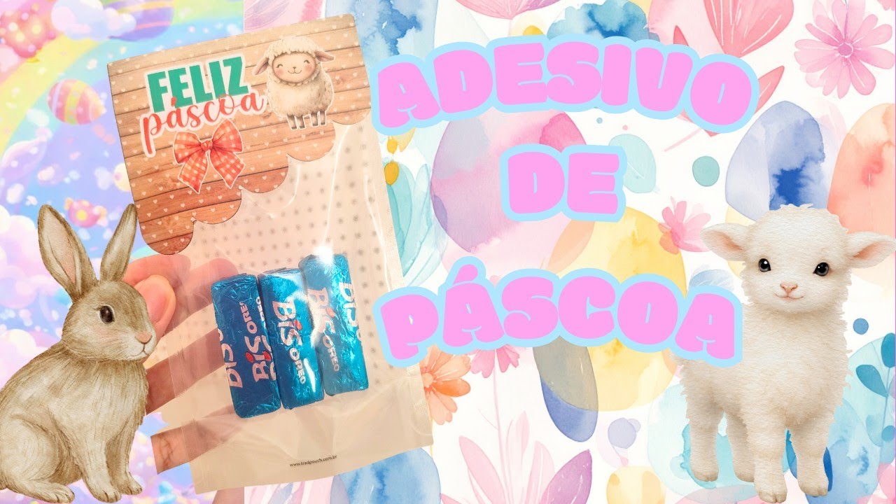Adesivo pra saquinho páscoa 🐰🐑 | MOLDE GRÁTIS 